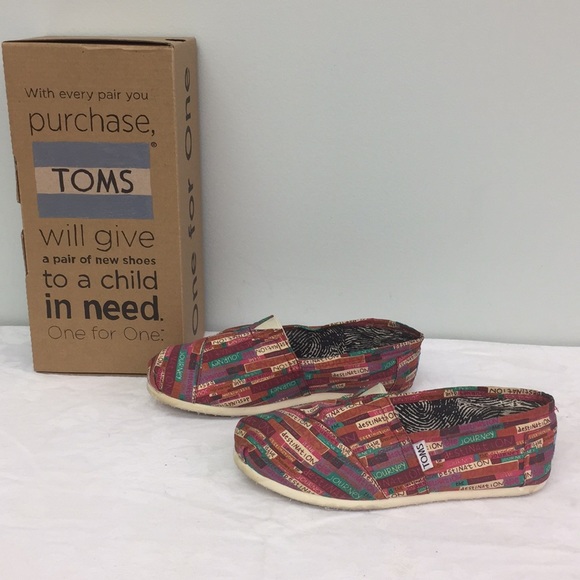 TOMS Colorful Classic Canvas Slip On Flats Size 7 - Picture 1 of 8